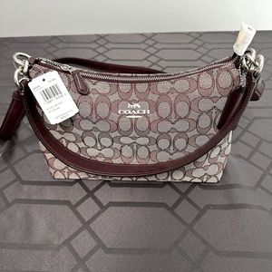Coach monogram printed burgundy/light brown bag